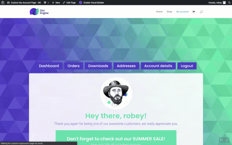Divi WooCommerce My Account Page with BodyCommerce