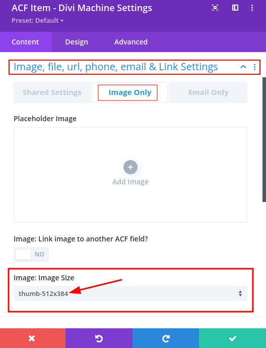 ACF item module image size