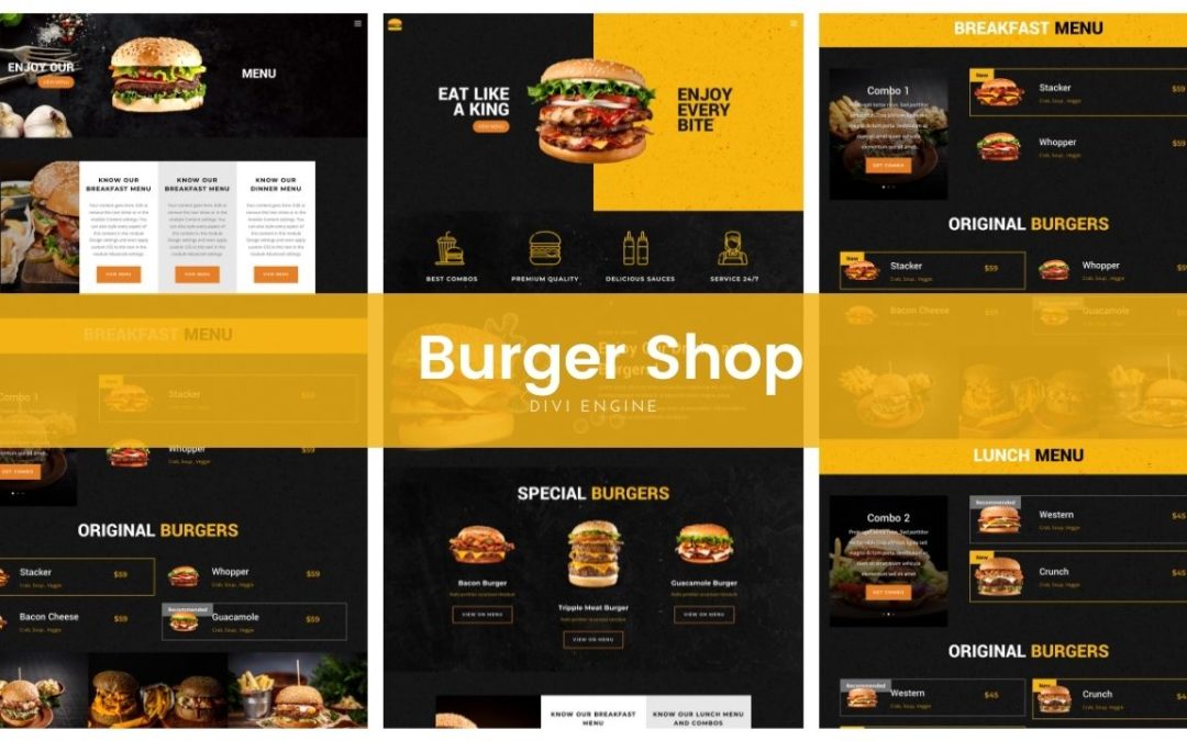 FREE Burger Shop Layout pack for Divi Machine