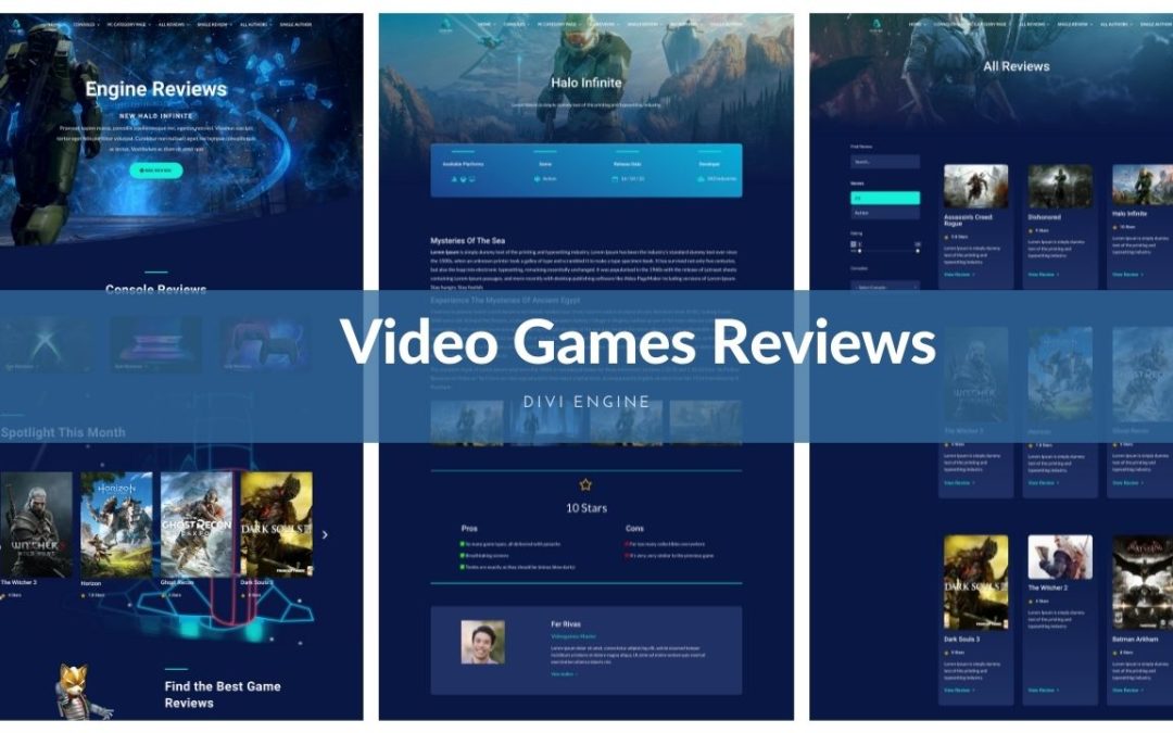 FREE Video Games Reviews Layout pack for Divi Machine