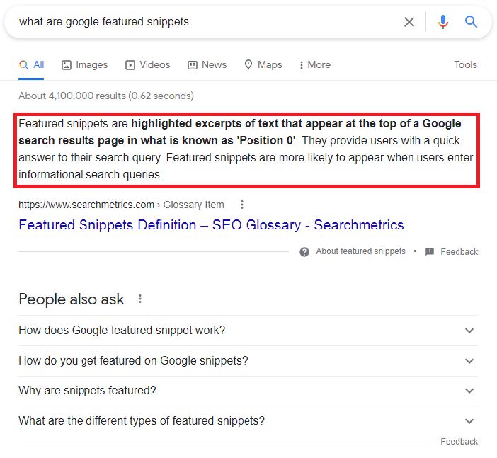 Google Featured Snippet Example