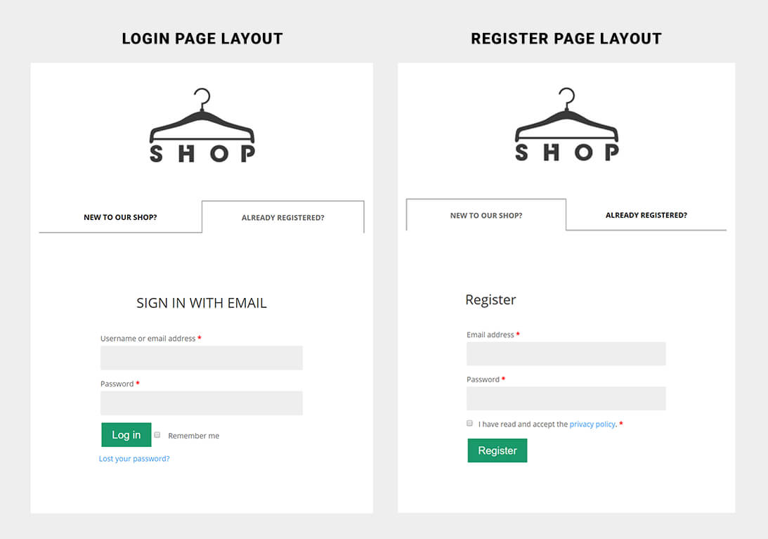 WooCommerce Login/Register custom layout