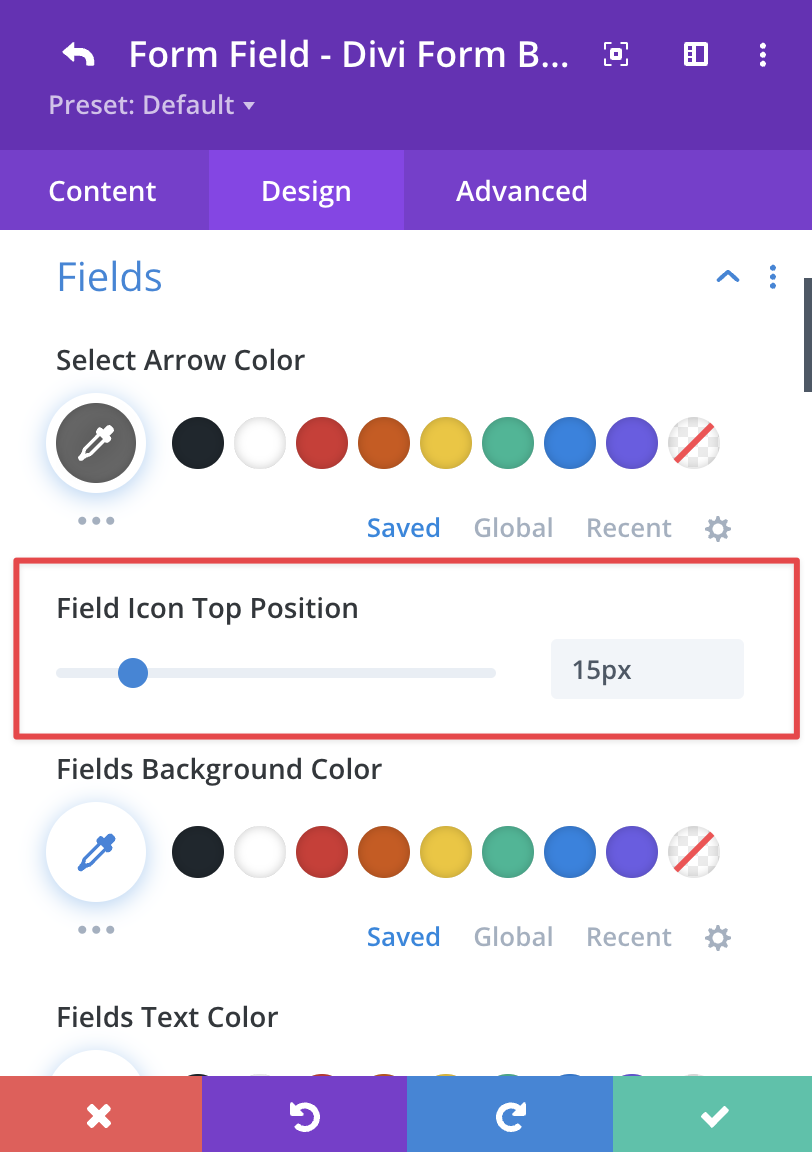 Adjust input field icon position