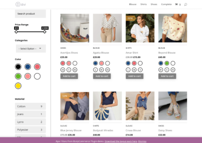 Divi Ajax Filter in BodyCommerce