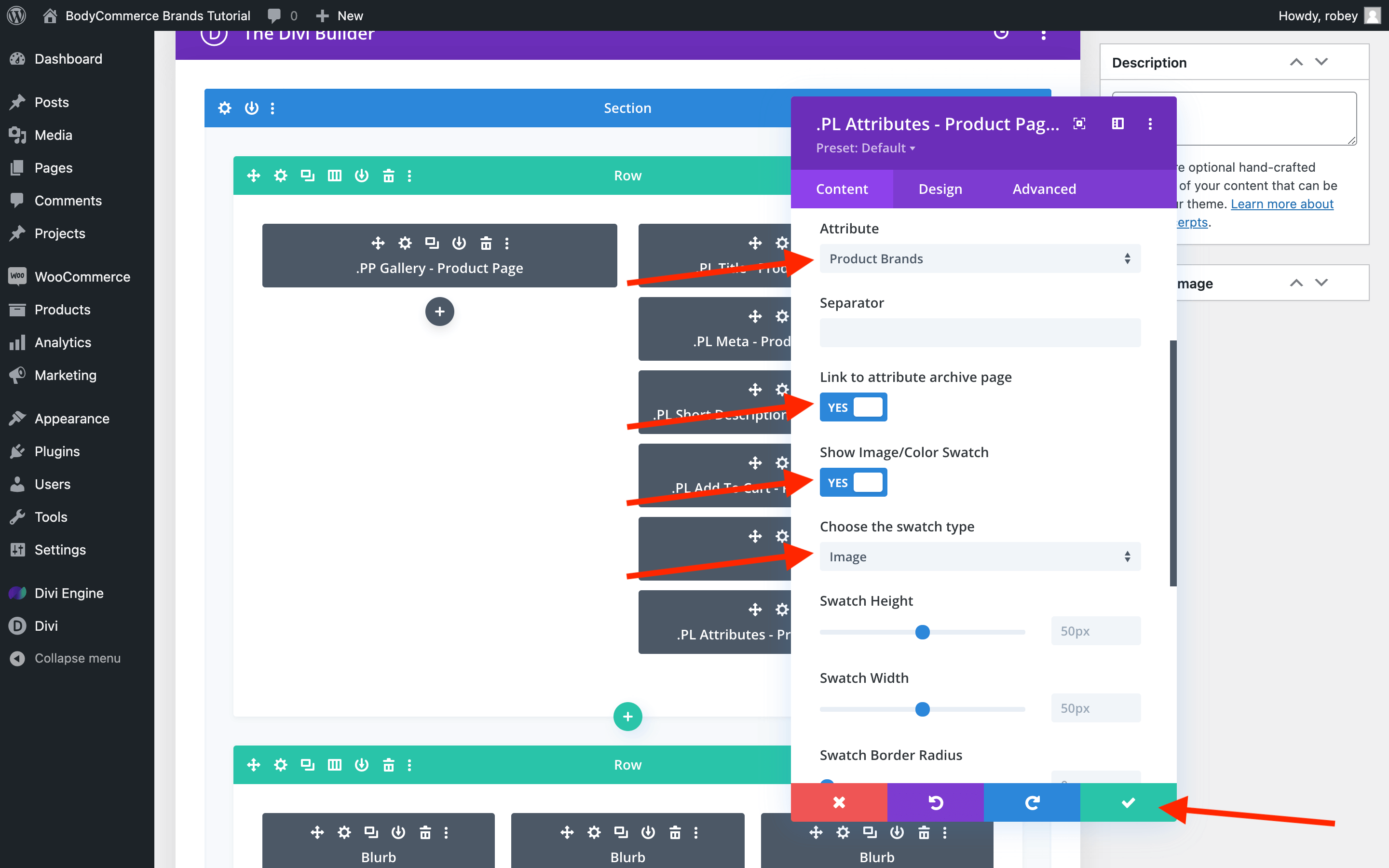 BodyCommerce Attribute Module Settings