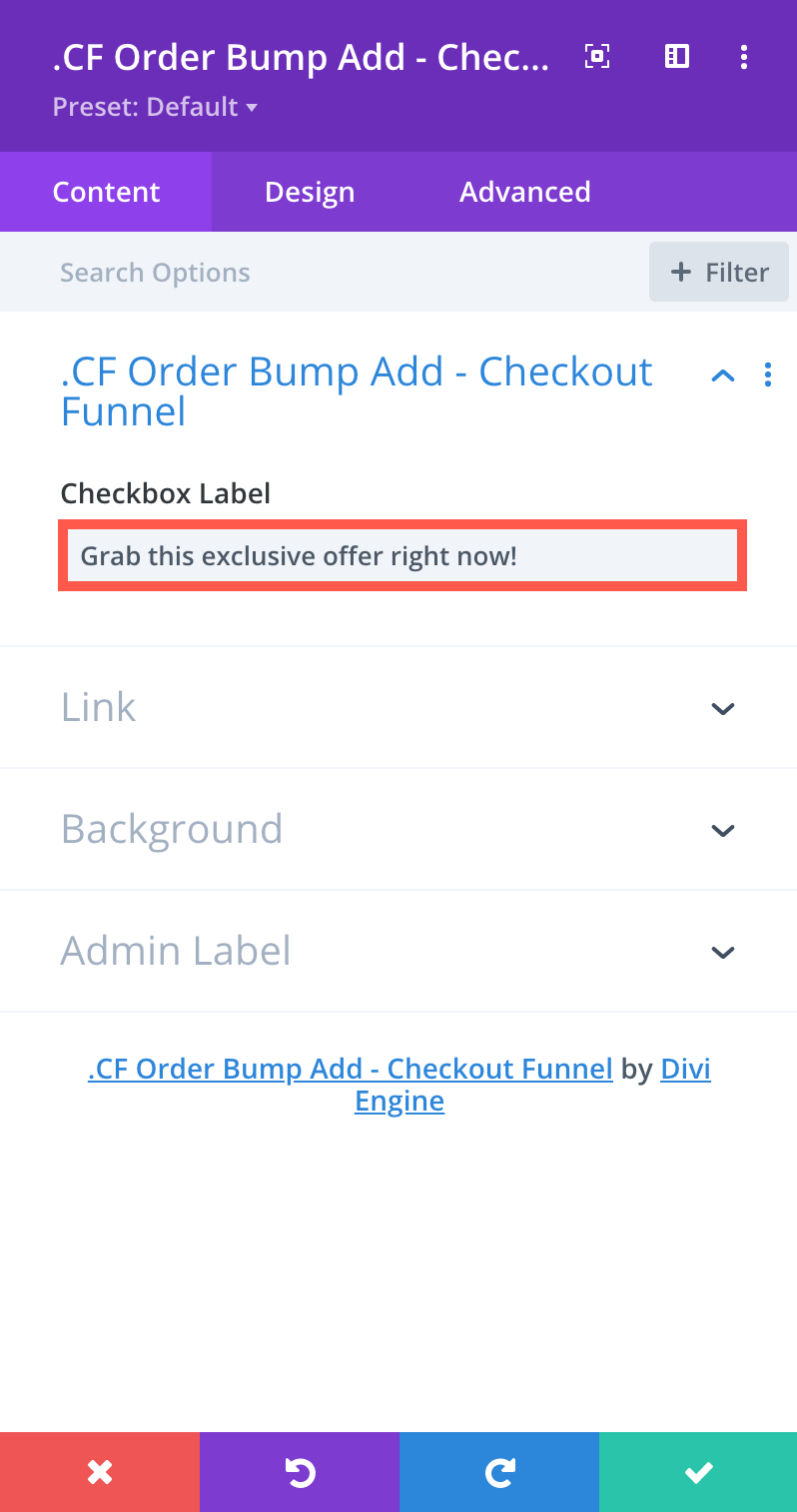 Order Bump Loop Layout Thumbnail Settings