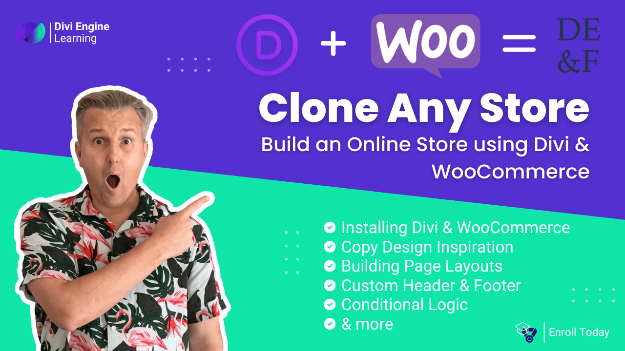 Clone any Online store with Divi and WooCommerce