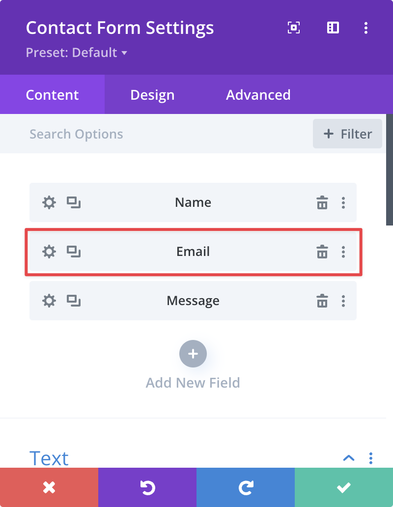 Divi Contact Form Settings