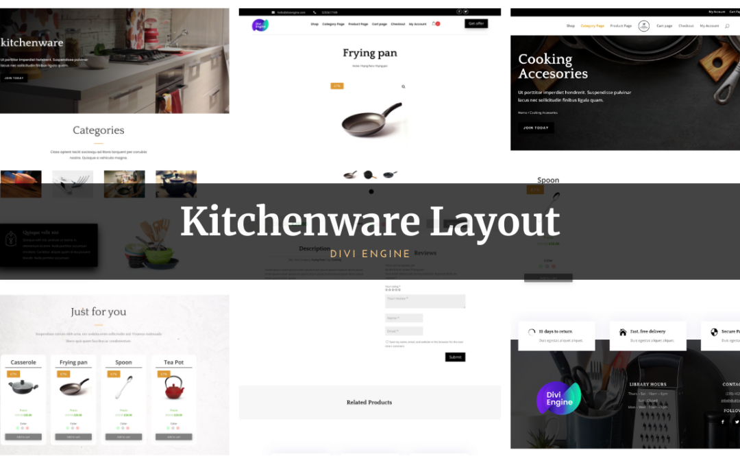 FREE Kitchenware Shop layout pack for Divi and BodyCommerce