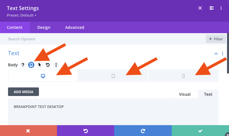 Divi Module Responsive Settings