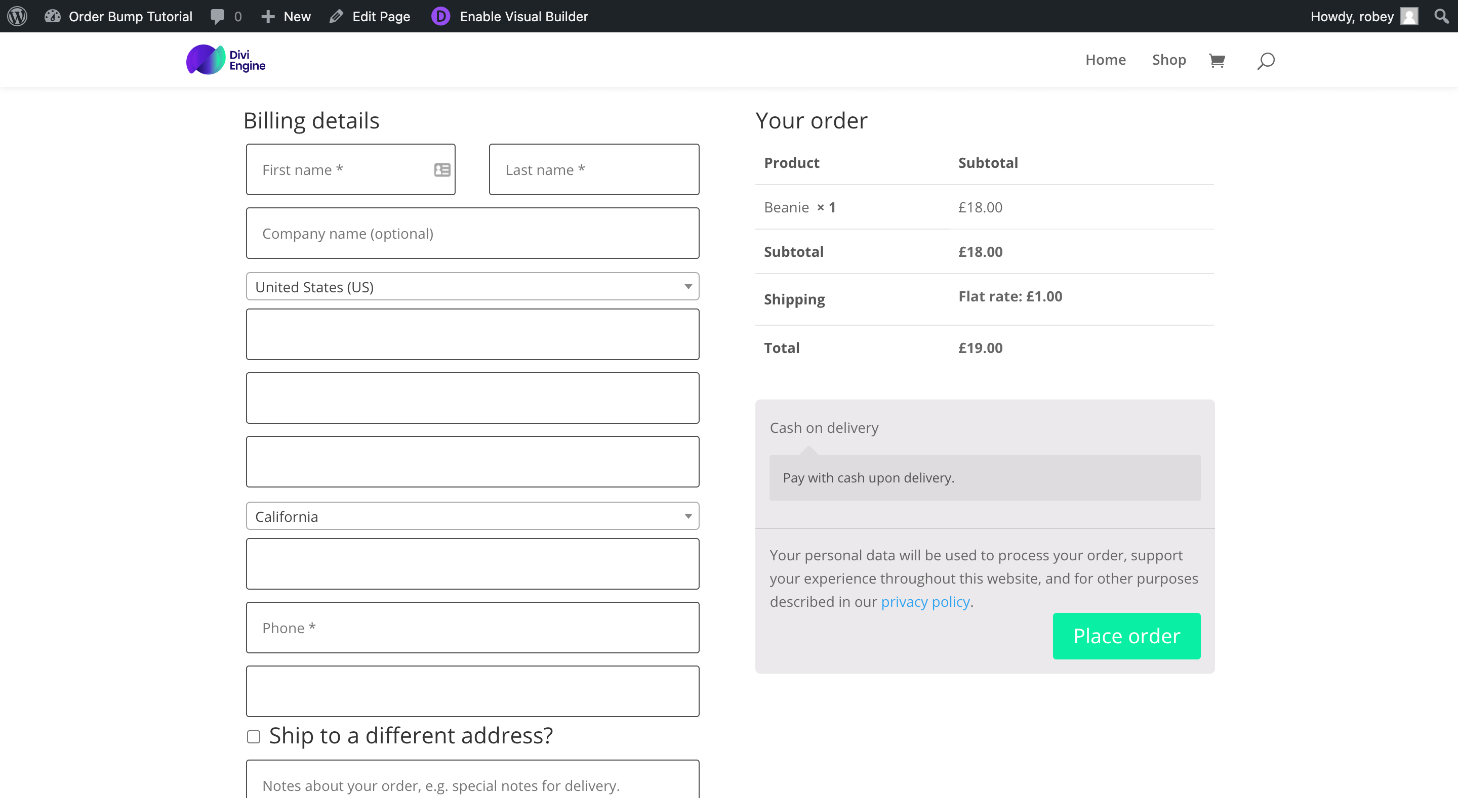 WooCommerce Checkout with No Order Bump