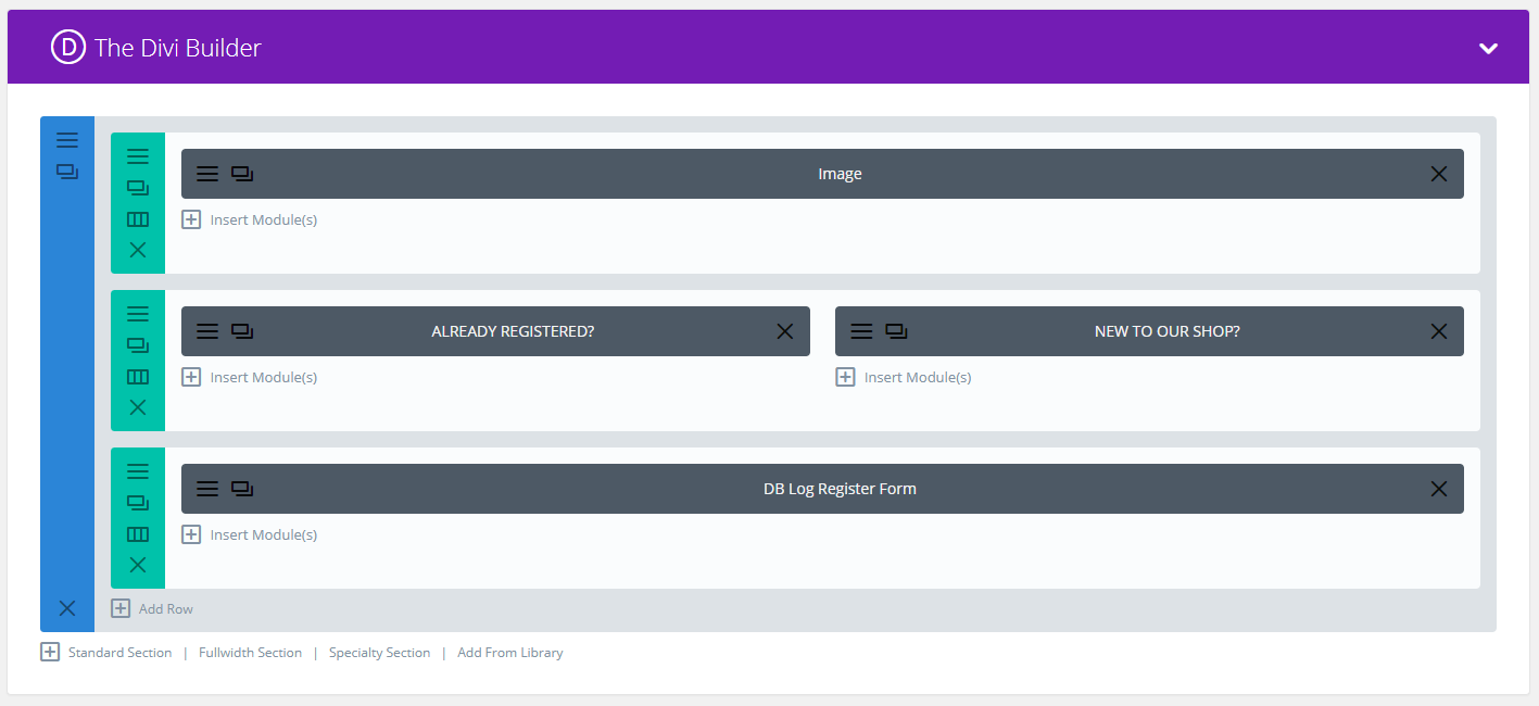 Register backend screenshot