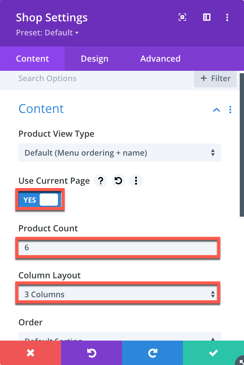 Divi Category Page Shop Module Content