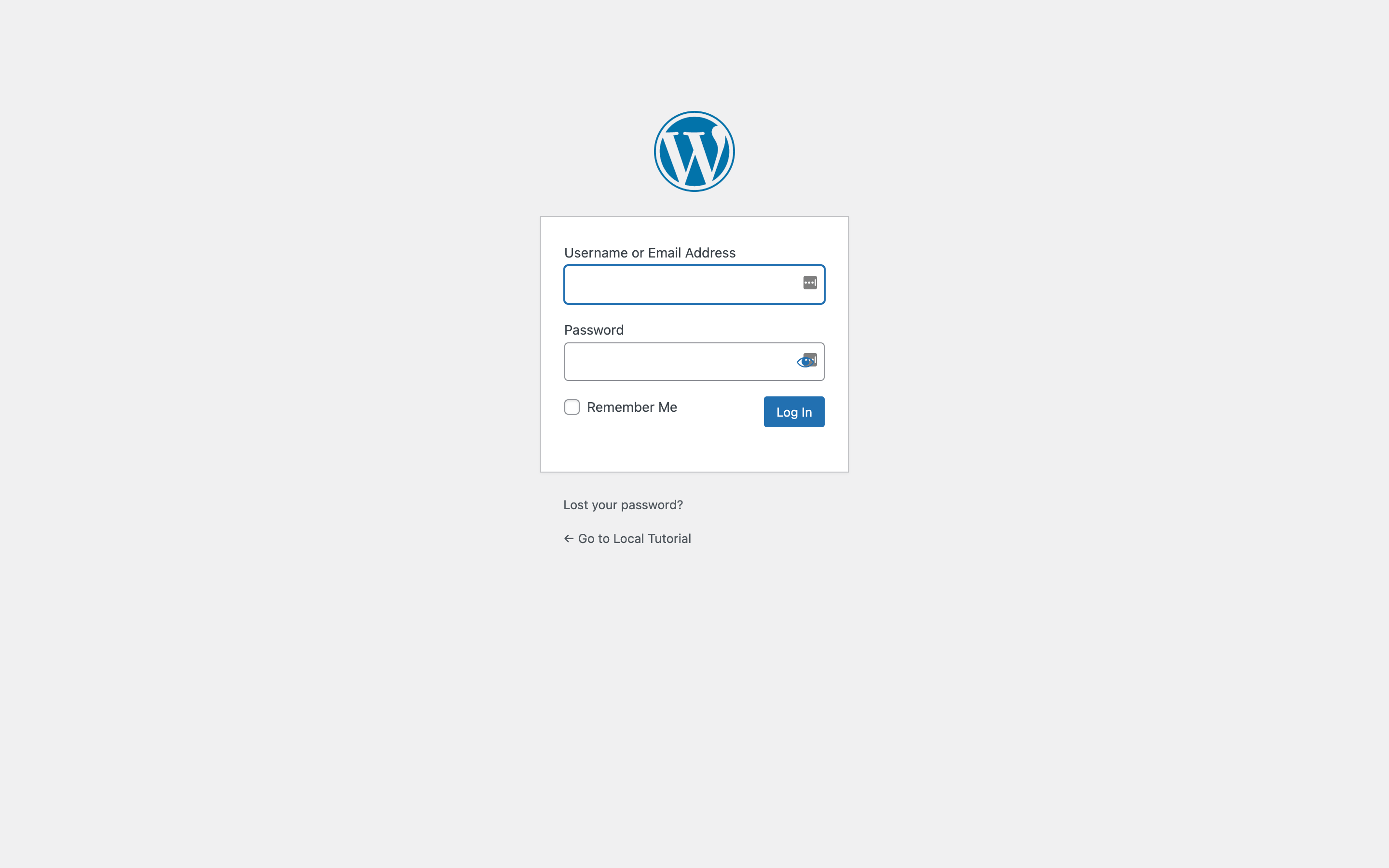 Wordpress Login Page